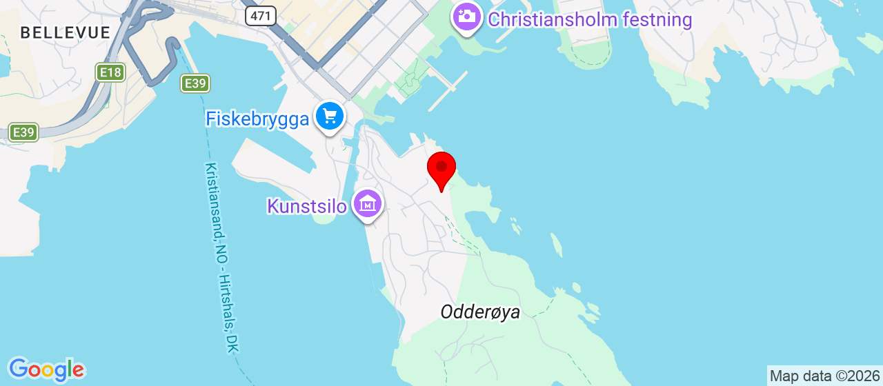 Kart over Odderøyveien 31 KRISTIANSAND S