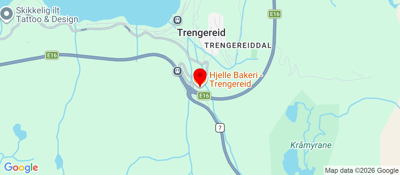 Kart over Hjelle bakeri, Vaksdalsvegen 43 TRENGEREID