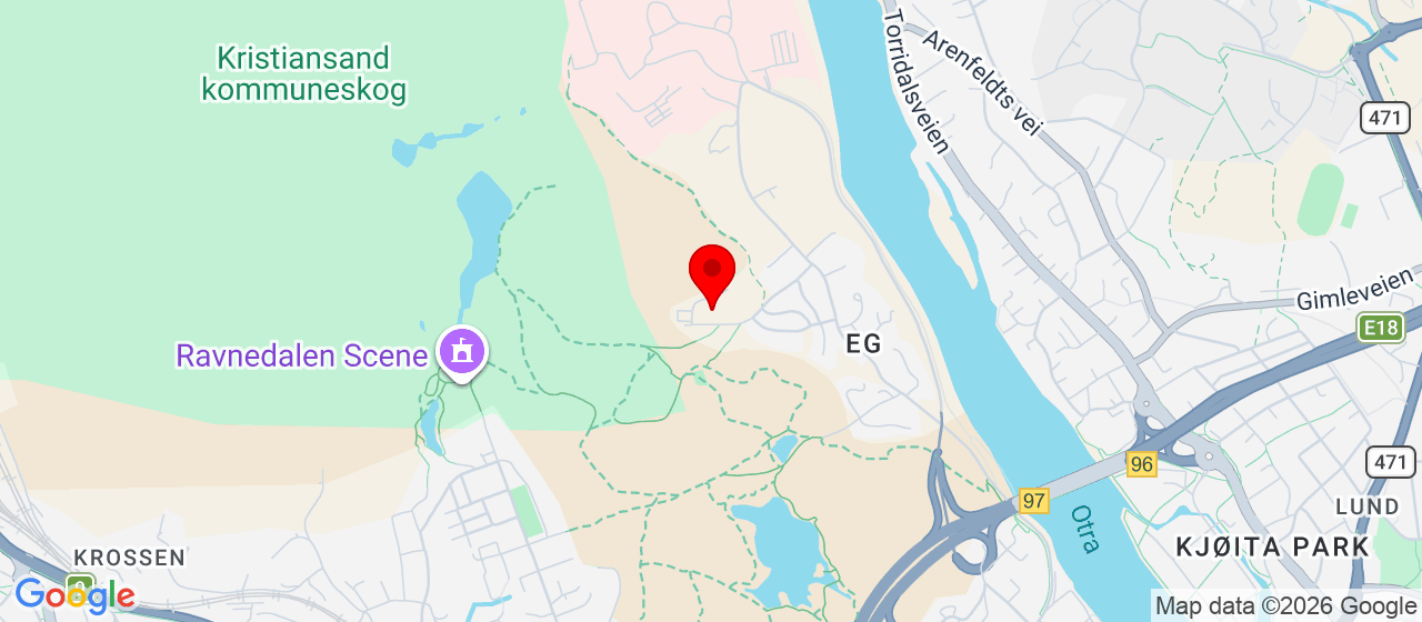 Kart over Solbergveien 14 KRISTIANSAND S