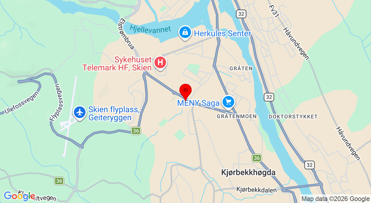 Google Map of https://www.google.com/maps/place/Klubbhuset, Gamle Bjørntvedtvei 11C, 3734 Skien