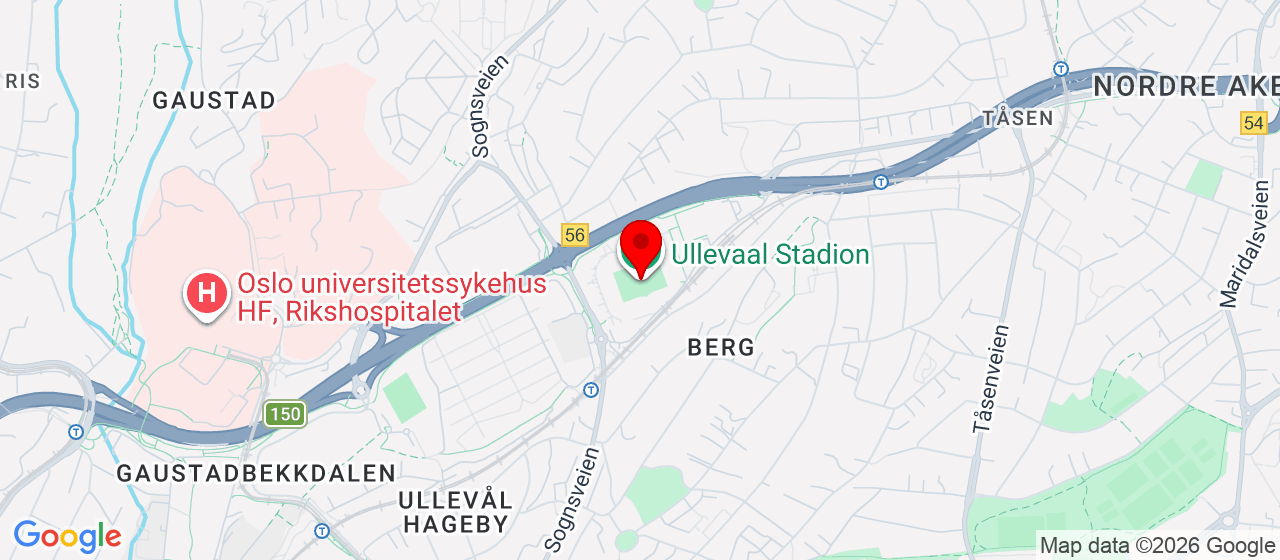 Kart over Ullevål stadion 