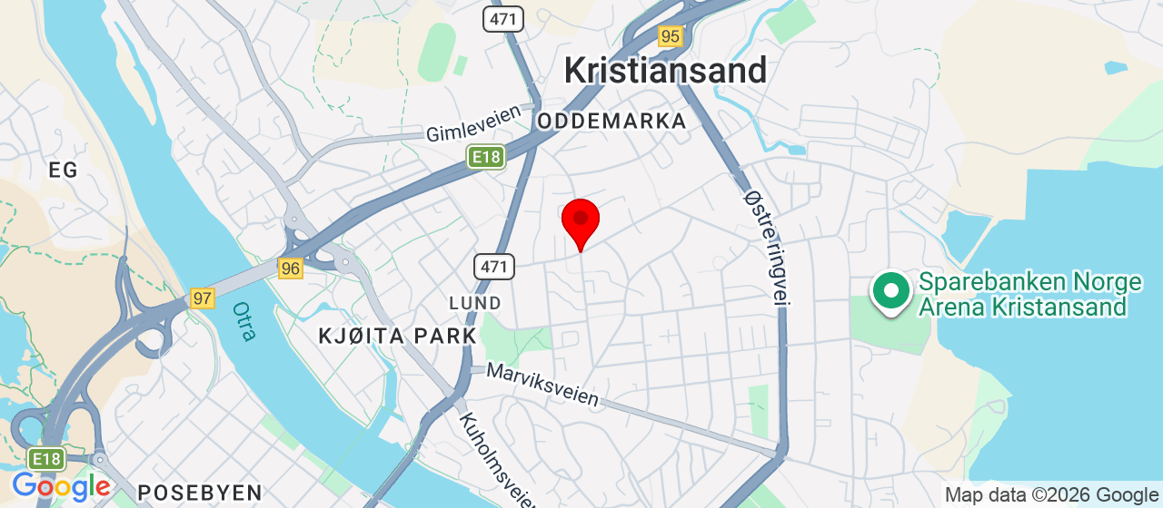 Kart over Kongsgård KRISTIANSAND S