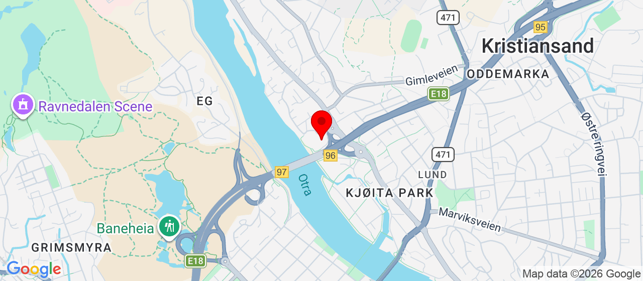 Kart over Brannstasjonen KRISTIANSAND S