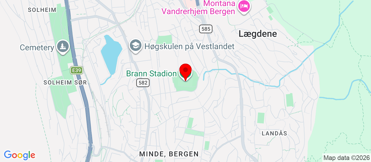 Kart over Brann Stadion, Kniksen Plass 1 Bergen