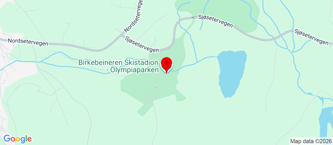 Kart over Birkebeineren Skistadion Lillehammer
