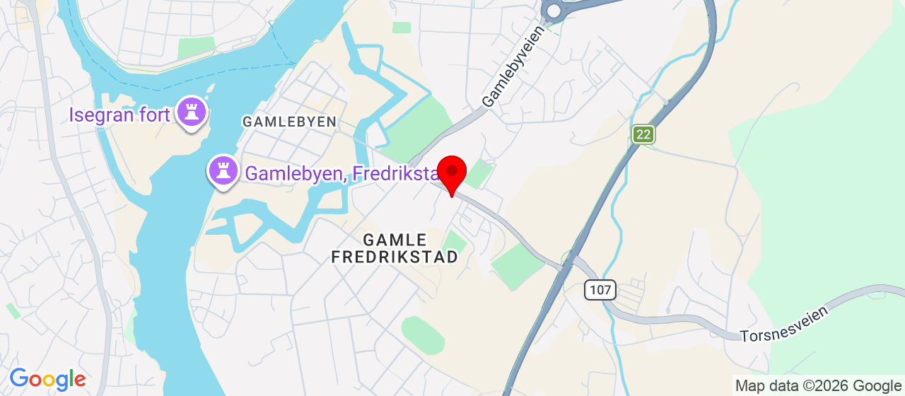 Kart over Torsnesveien 16 GAMLE FREDRIKSTAD