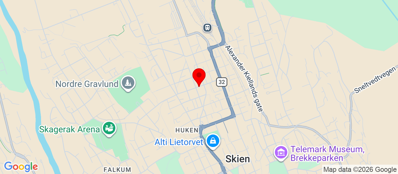 Kart over Kjelleren Telenor Skien