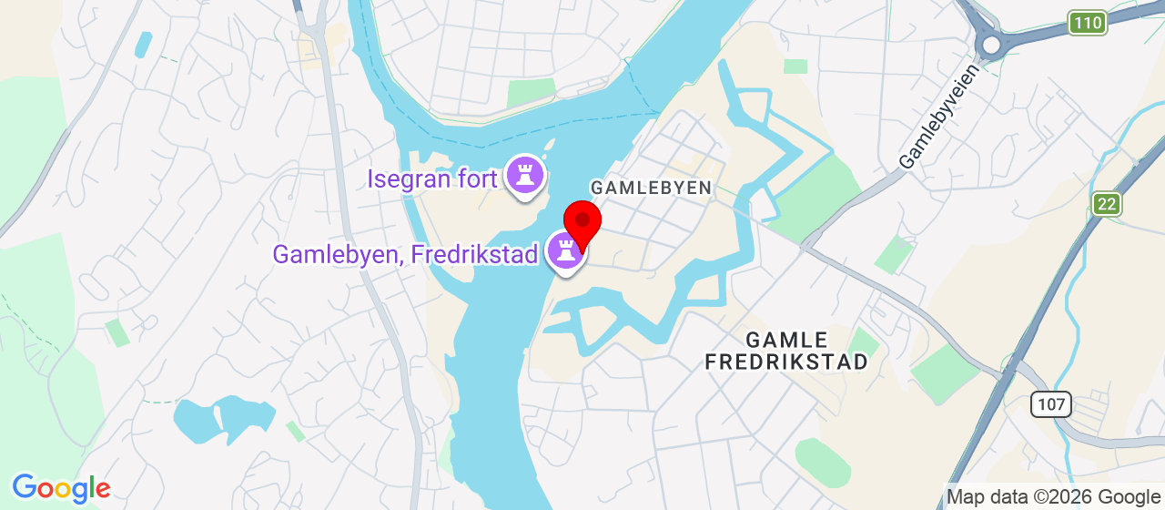 Kart over Toldbodgaten 105 Gamle Fredrikstad