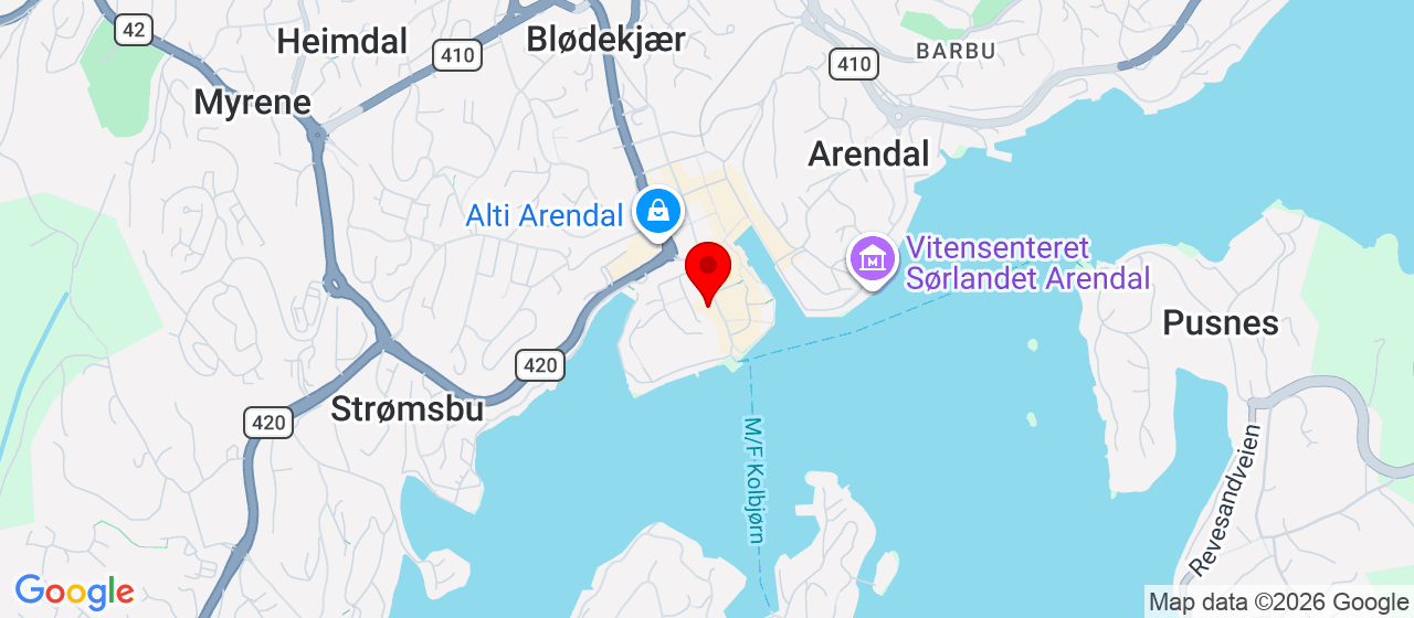 Kart over Friergangen 4 Arendal