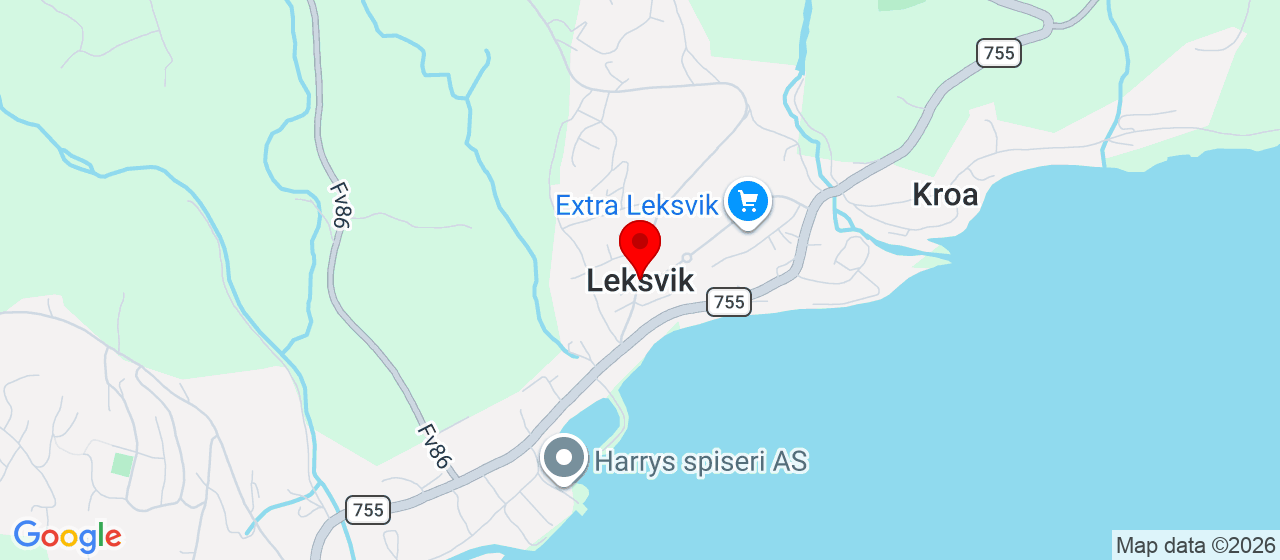 Kart over Trøa LEKSVIK