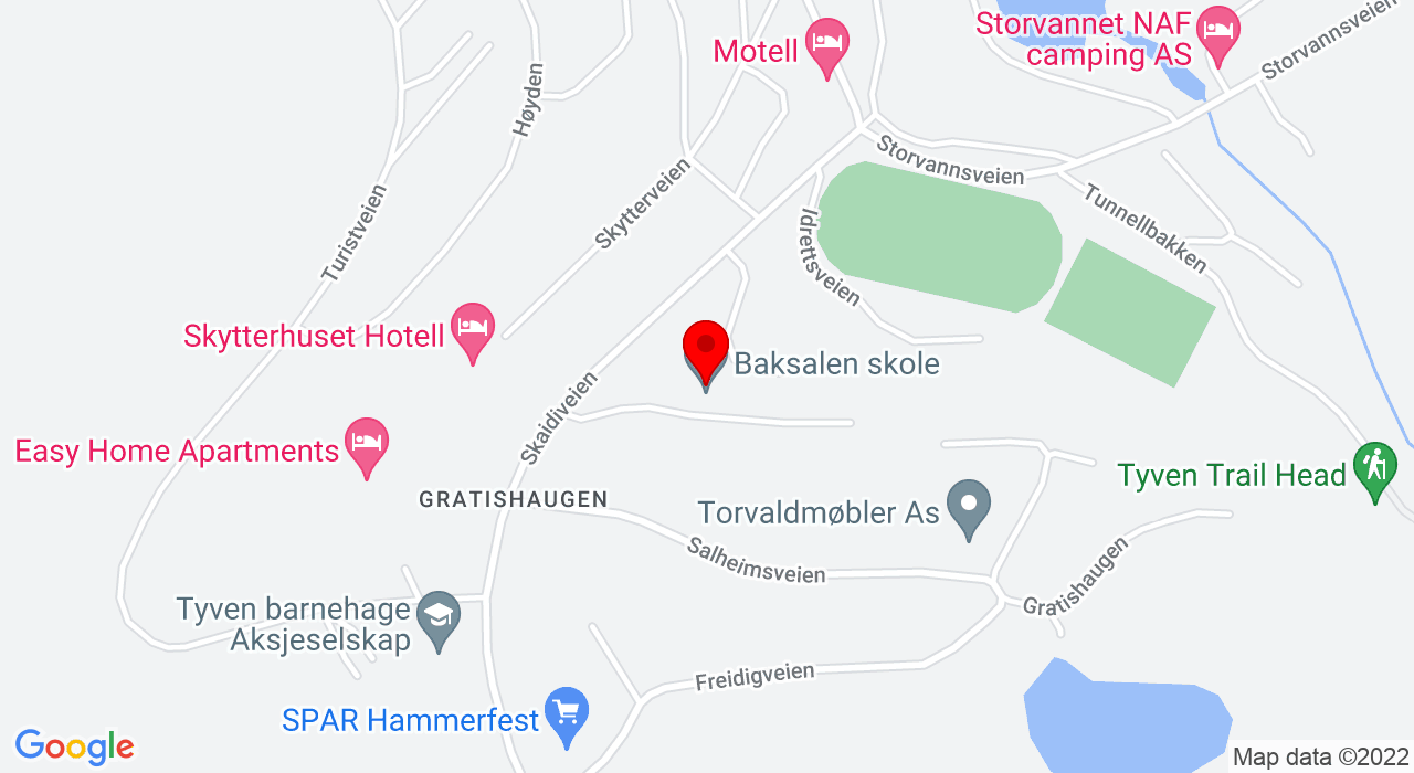 Google Map of Gymsalen på Baksalen skole,+Hammerfest