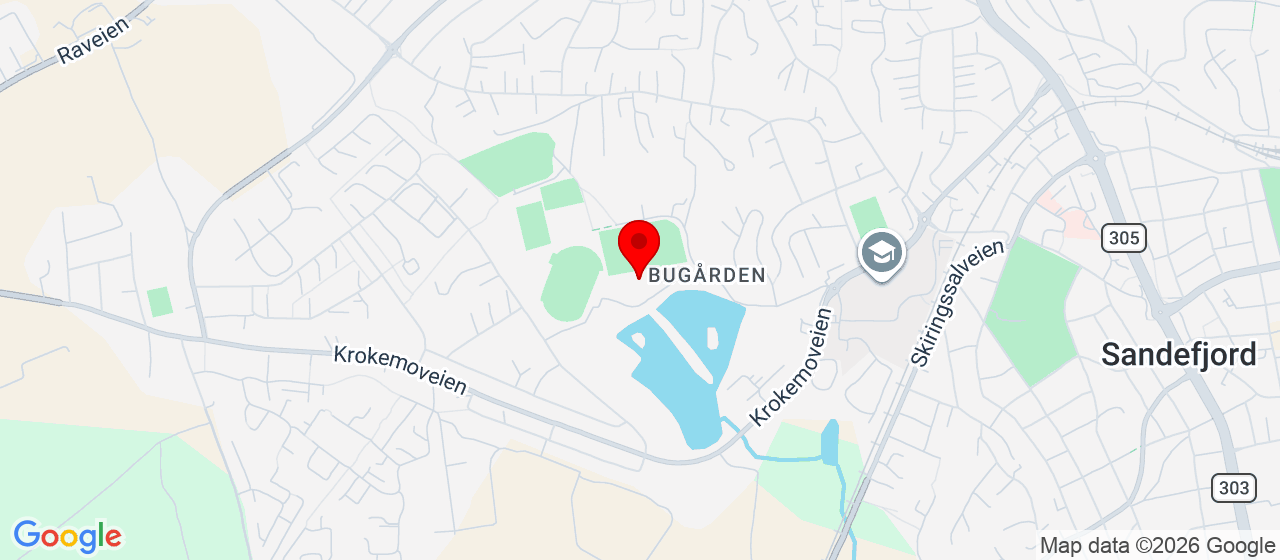 Kart over Oppmøte foran Jotunhallen, sportsveien 25 SANDEFJORD