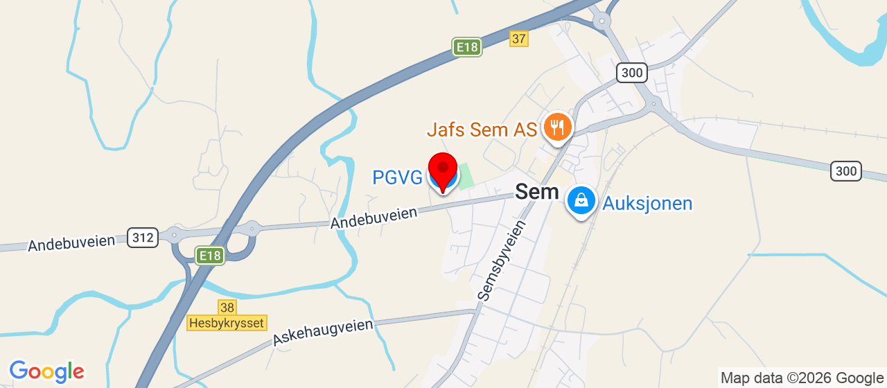 Kart over Sem Idrettspark, Andebuveien 21, 3170 SEM SEM