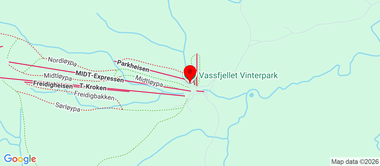 Kart over Vassfjellet Vinterpark 