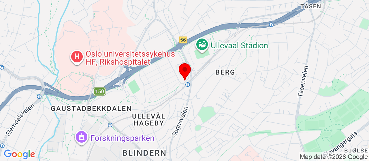 Kart over Sognsveien 66 OSLO