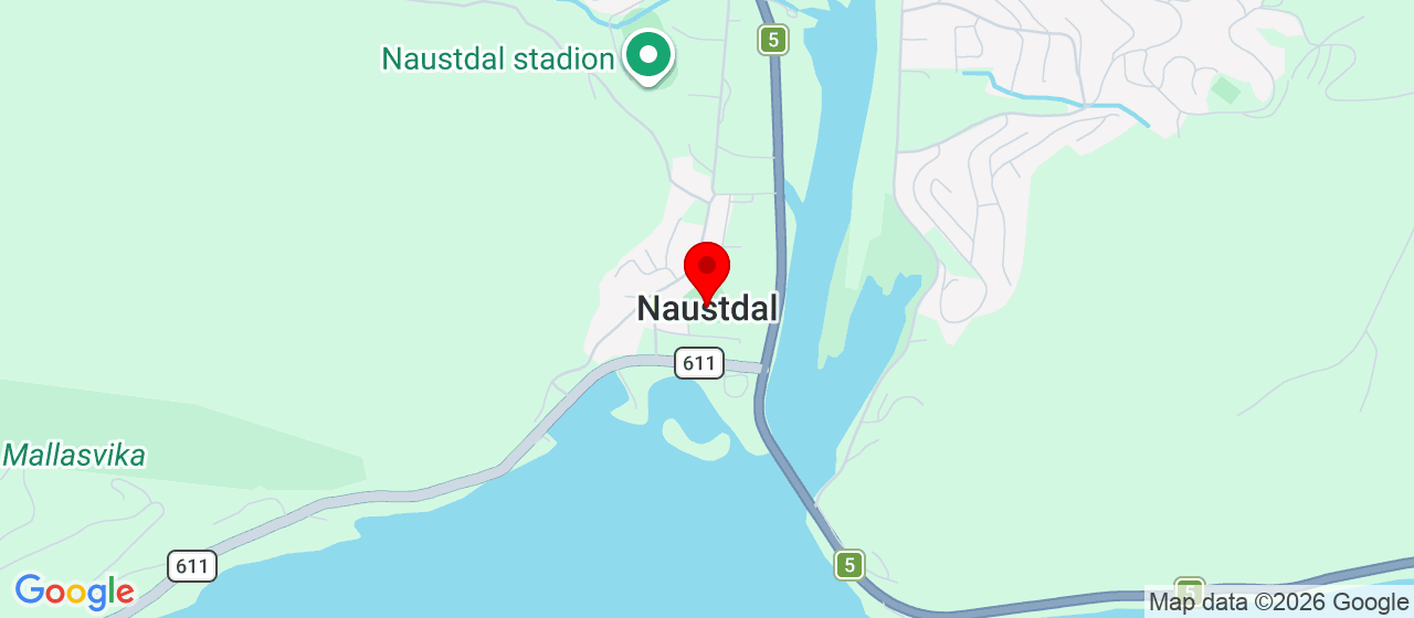 Kart over Naustdal i Sunnfjord. 