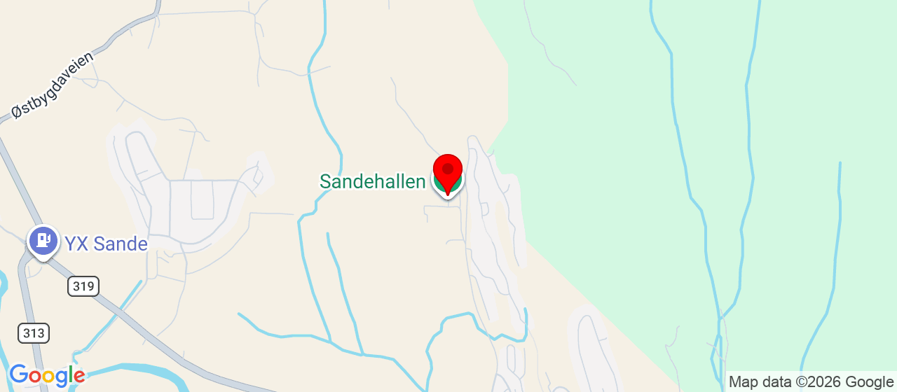 Kart over Sandehallen, Sande, Hans K. Evensens vei Sande i Vestfold