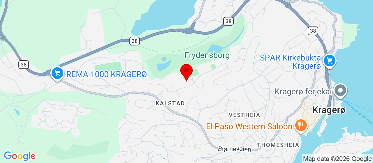 Kart over Frydensborgveien 13, KRAGERØ