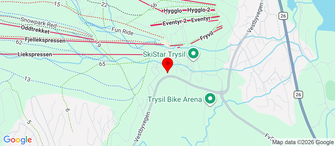 Kart over Alpinvegen 37 Trysil