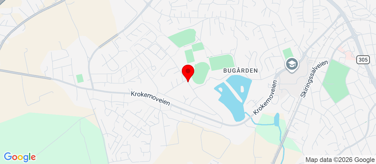 Kart over Bugården - Bueskytterhallen, Sportsveien SANDEFJORD