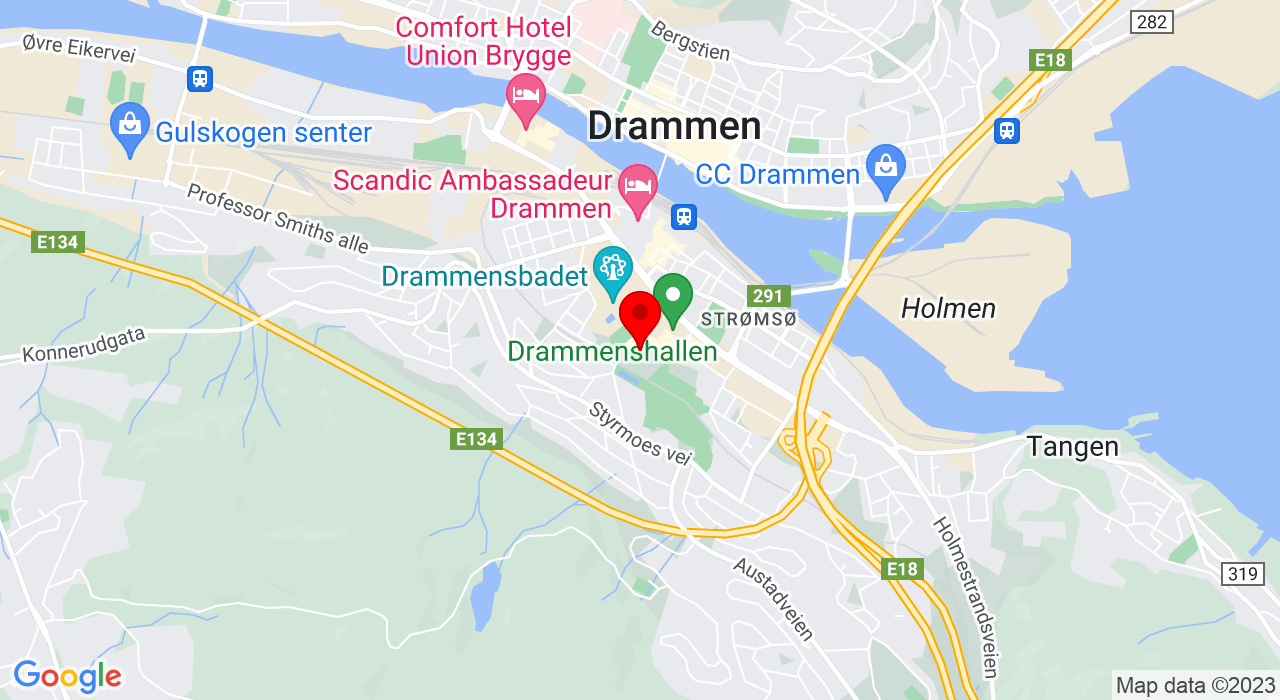 Google Map of Friidrettsbanen på Marienlyst,3045+Drammen