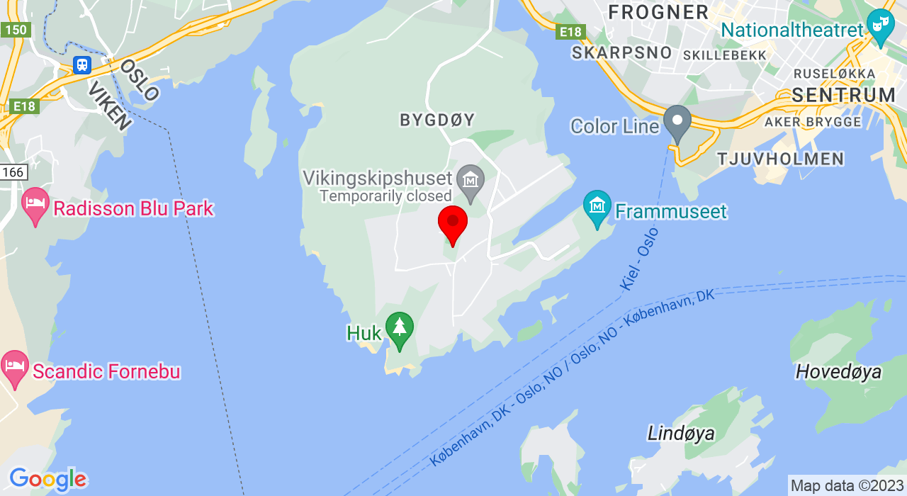 Google Map of Bygdøhus, Huk Aveny 45,+