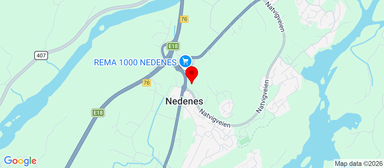 Kart over Natvigveien 1 Nedenes