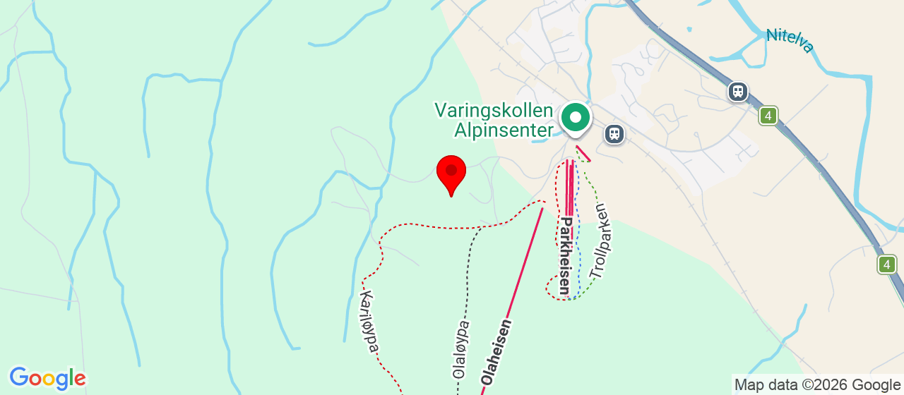 Kart over Varingskollen langrennsarena Hakadal