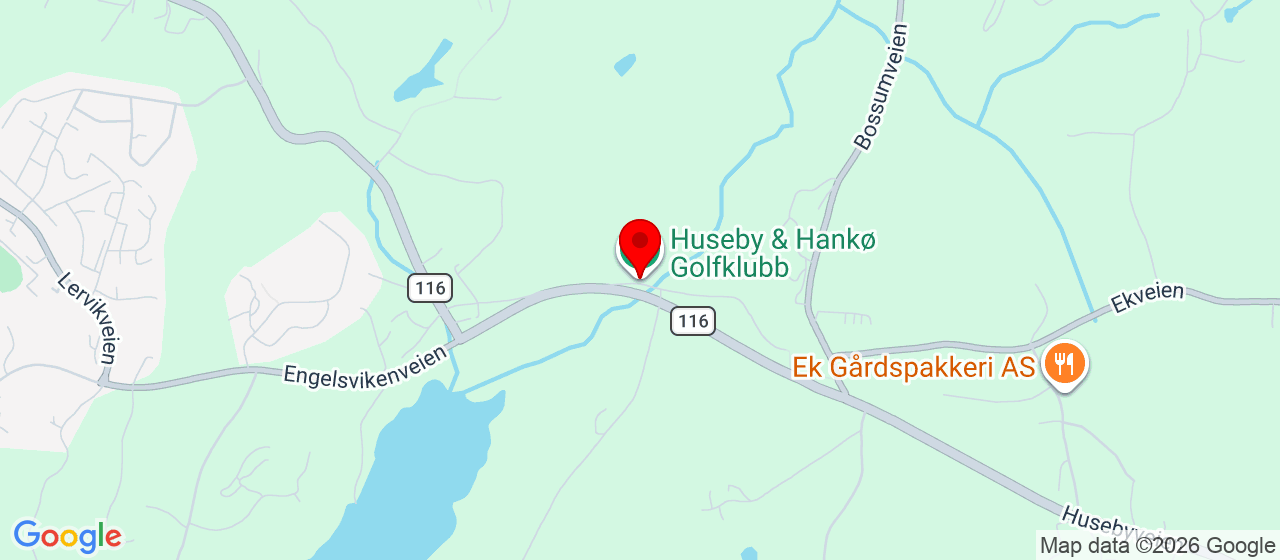 Kart over Huseby &amp; Hankø Golfbane, Fjæraa MANSTAD