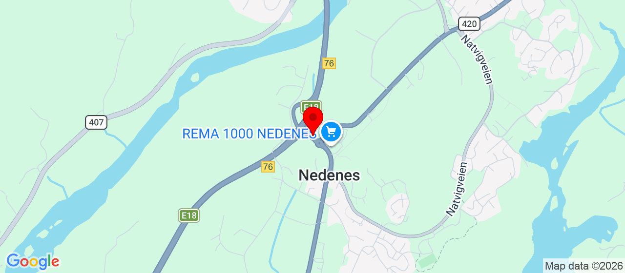 Kart over Langevoll v E18 (Nedenes-krysset) NEDENES