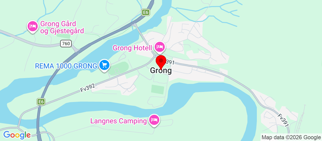 Kart over Bjørganvegen 1 Grong