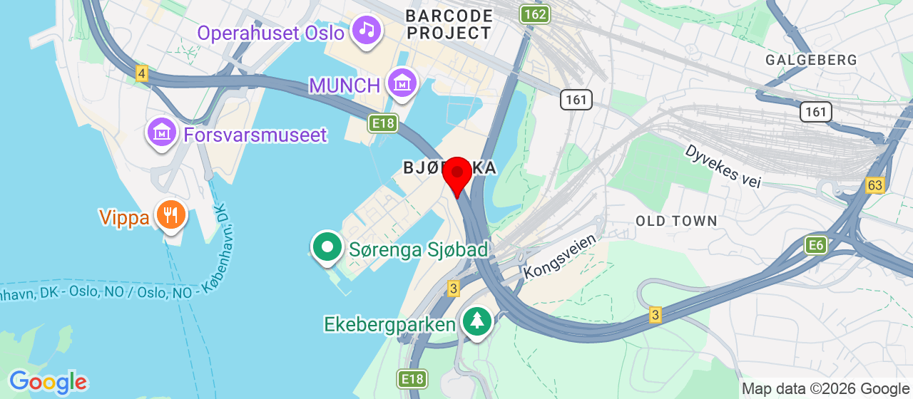 Kart over loseter Bjørvika