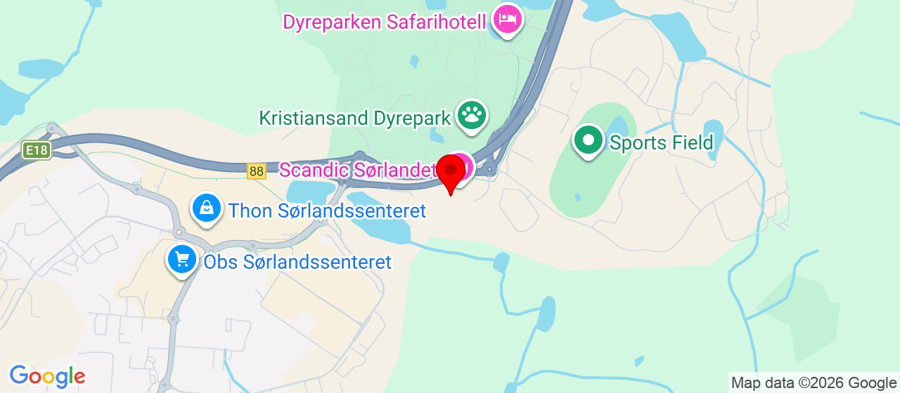 Kart over Travparkveien 14 KRISTIANSAND S