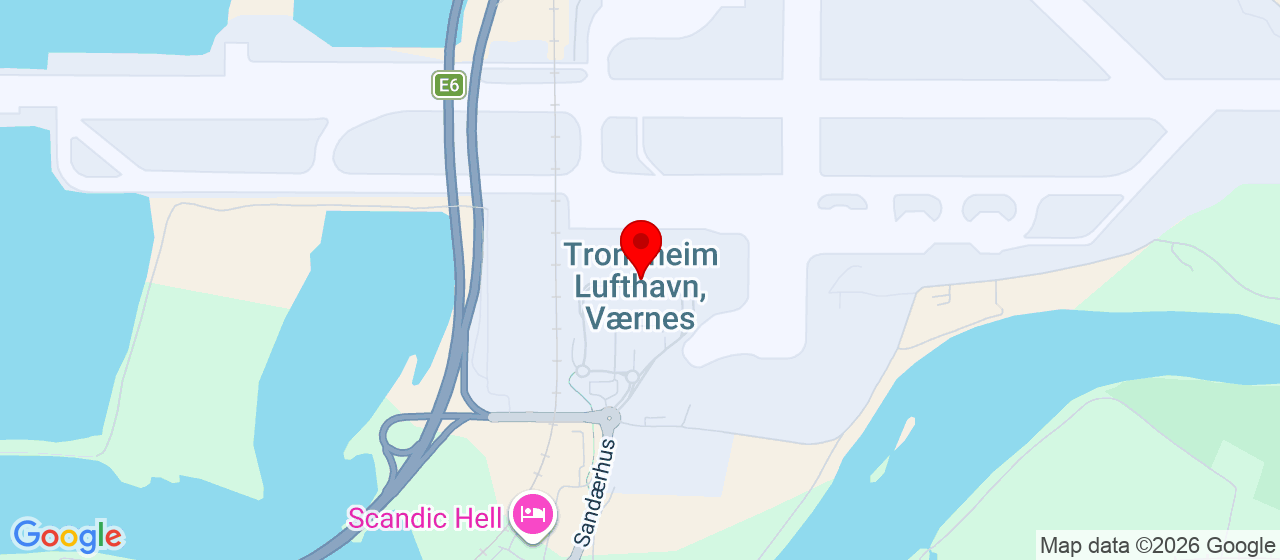 Kart over Værnes lufthavn 