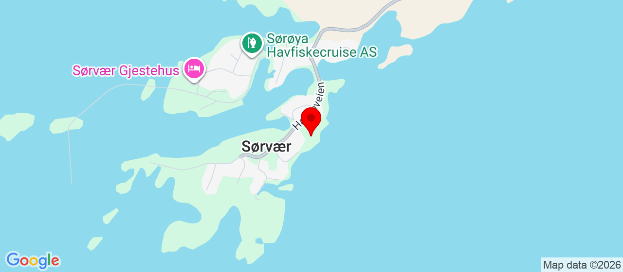 Kart over Hasvneveien 14 Sørvær