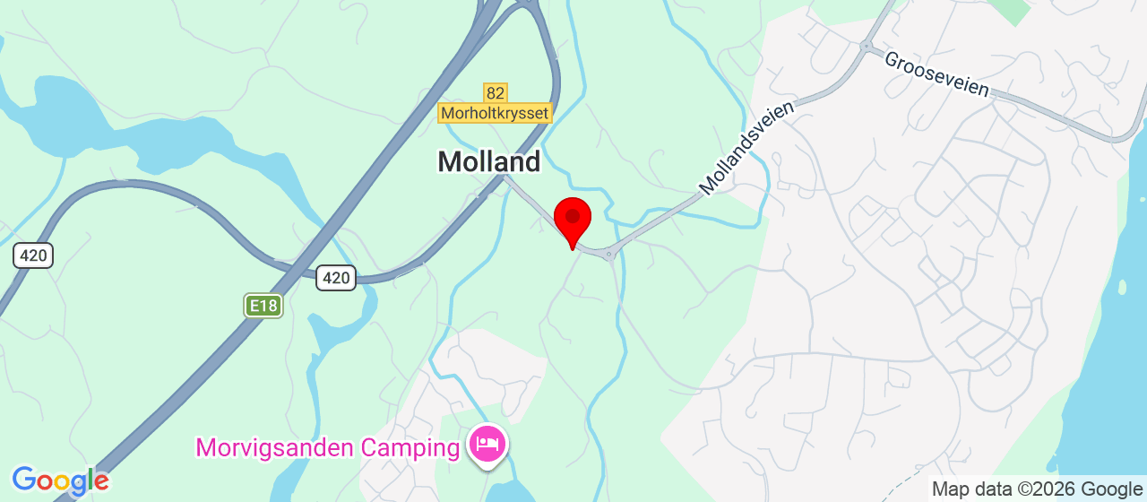 Kart over Mollandsveien 18 Grimstad