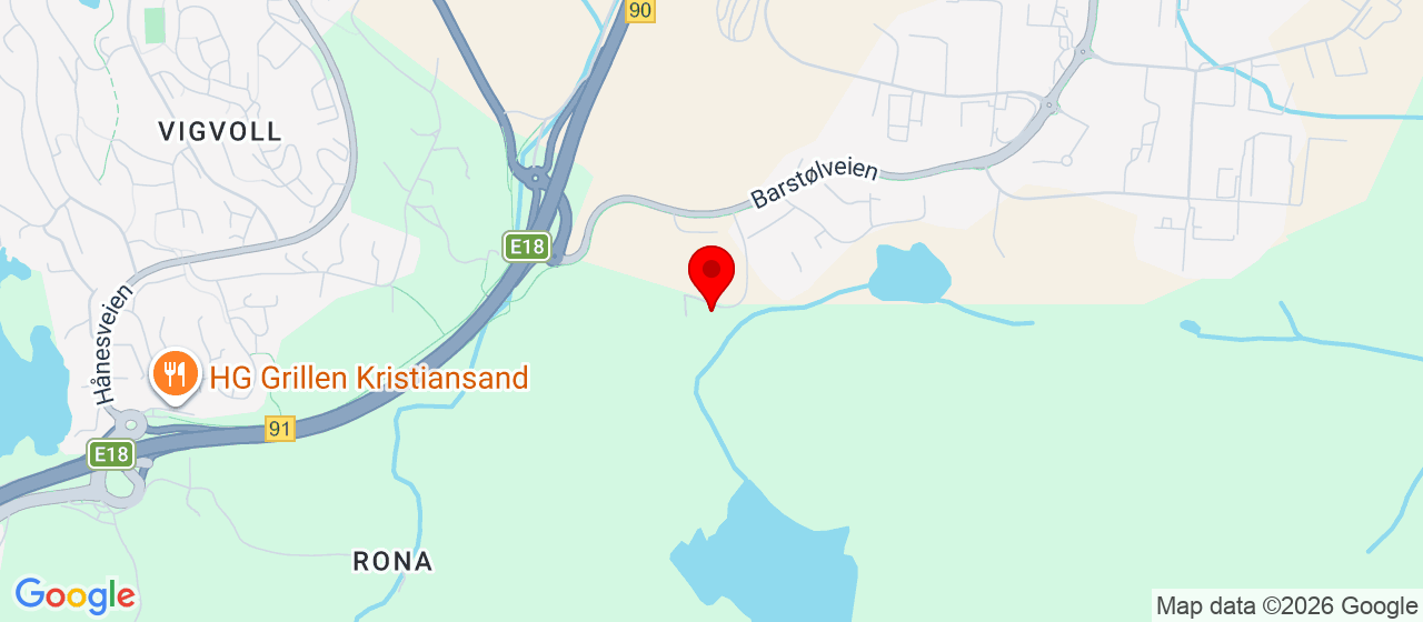 Kart over Barstølveien 8 KRISTIANSAND S
