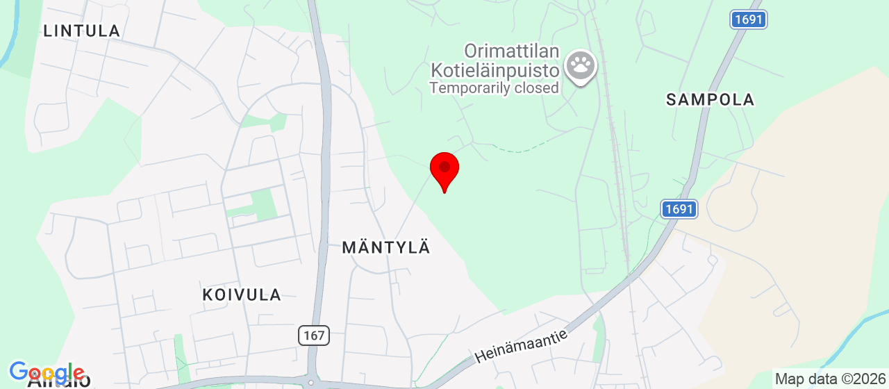 Kart over Orimattila AREENA Opintie 7B, 16300 ORIMATTILA - FINLAND 