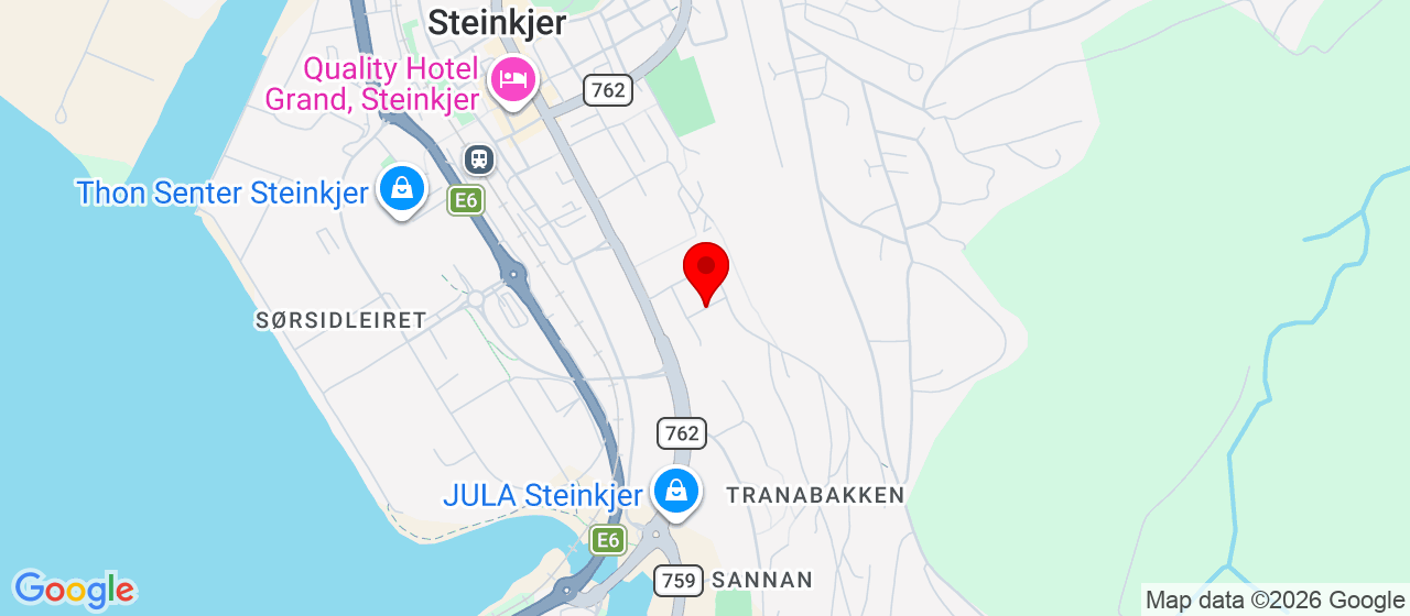 Kart over Steinkjersannan Steinkjer
