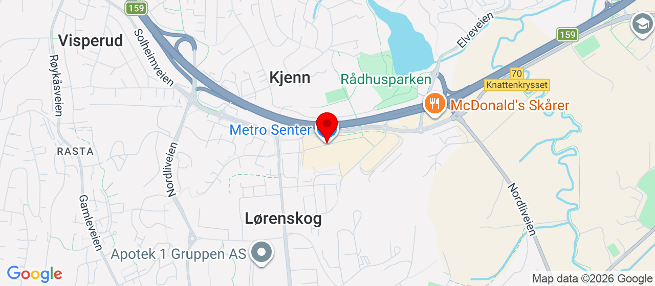 Kart over Metro Senter, Bibliotekgata 30 LØRENSKOG