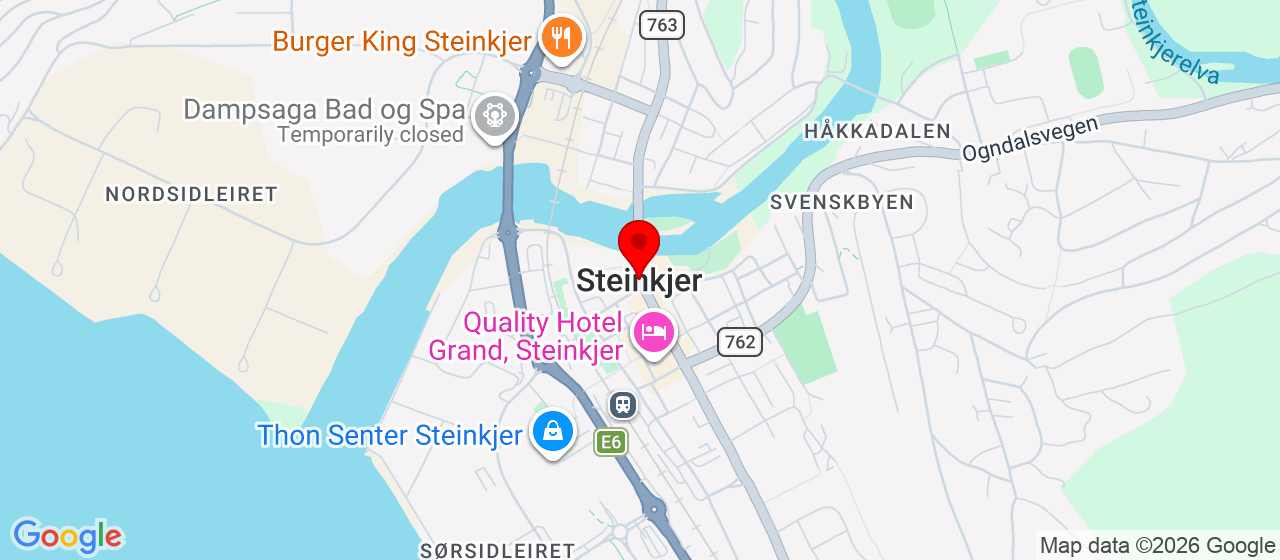 Kart over Steinkjer Bowling Steinkjer