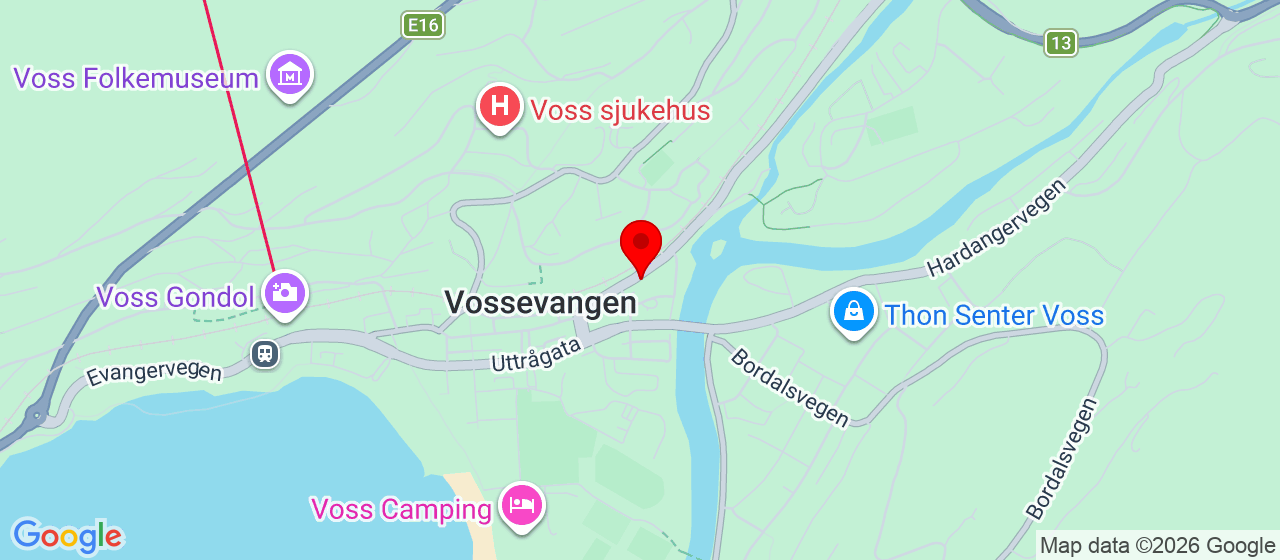 Kart over Strandavegen 7 VOSS