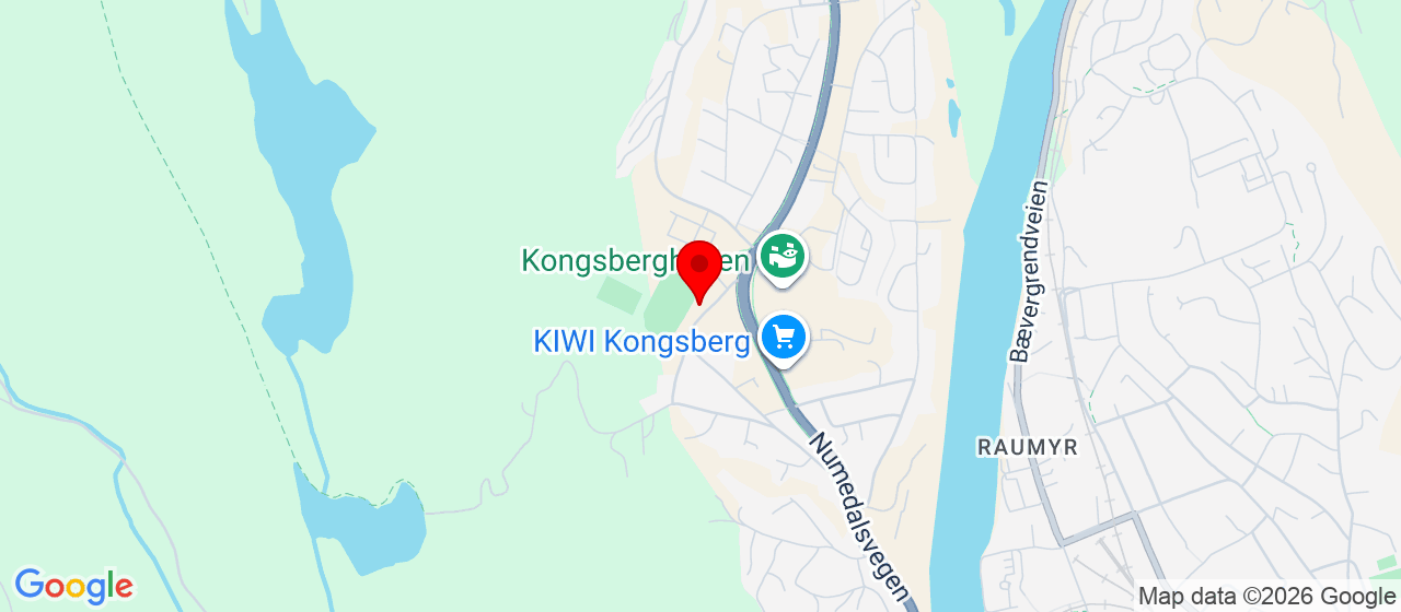 Kart over Idrettsveien 4 Kongsberg
