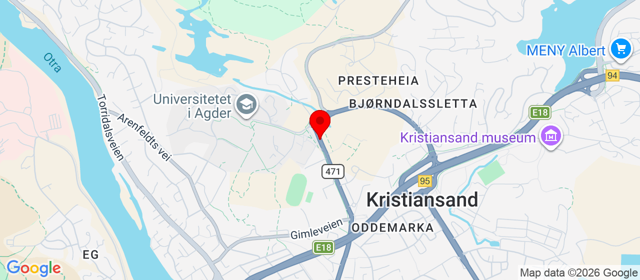 Kart over Jegersbergveien KRISTIANSAND S
