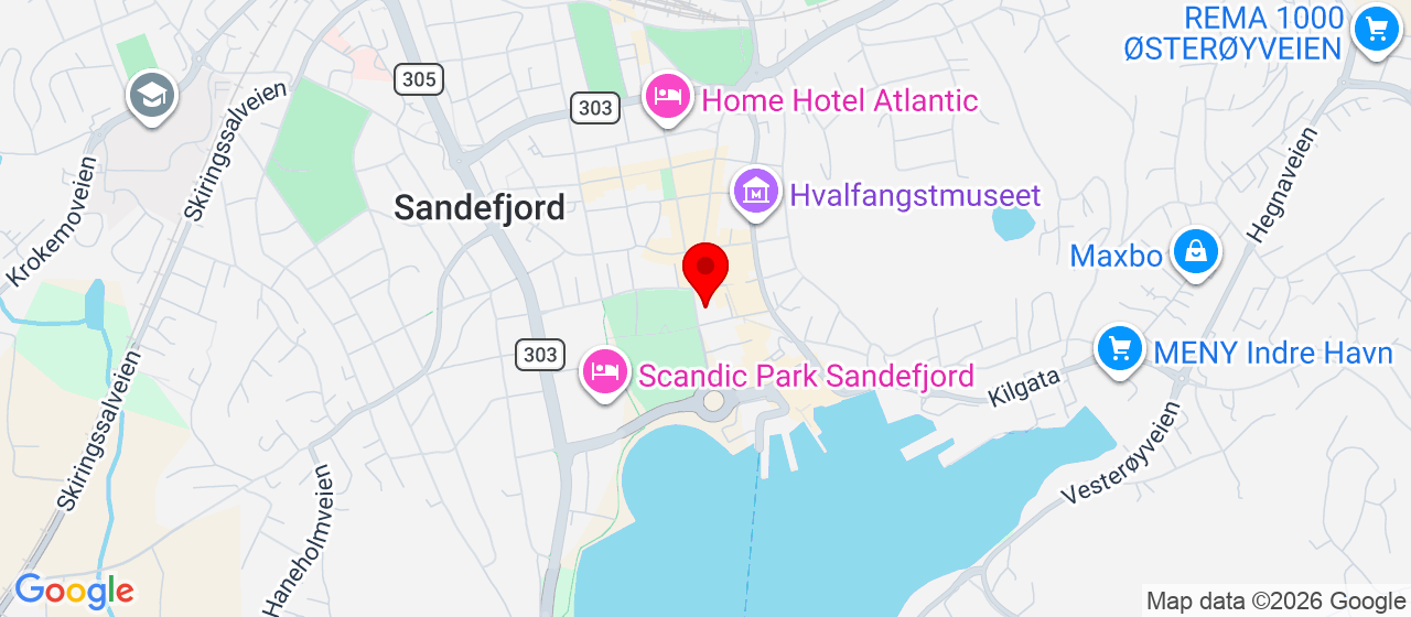 Kart over Badeparken, Jernbanealleen 11 SANDEFJORD