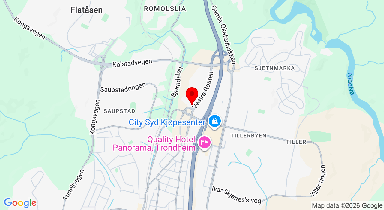 Google Map of https://www.google.com/maps/place/Vestre Rosten 80,7075+Tiller