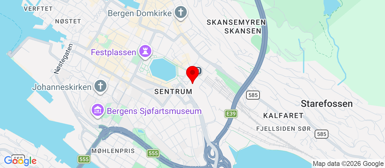 Kart over Lars Hilles gate 18 BERGEN