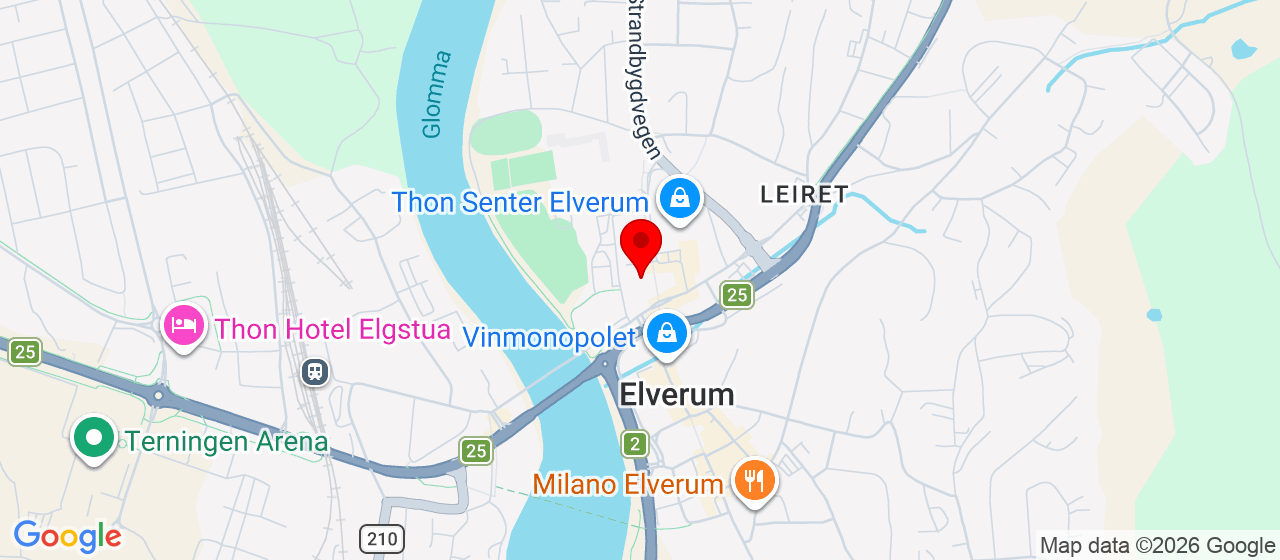 Kart over Paulsbyen Gym Elverum, Torggate 6 ELVERUM
