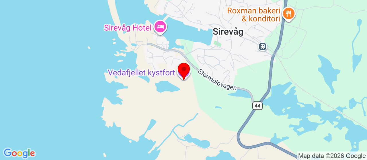 Kart over Sirevåg Kystfort 