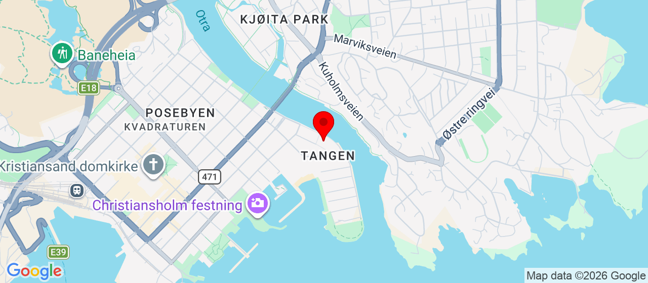 Kart over Tangen 21 KRISTIANSAND S